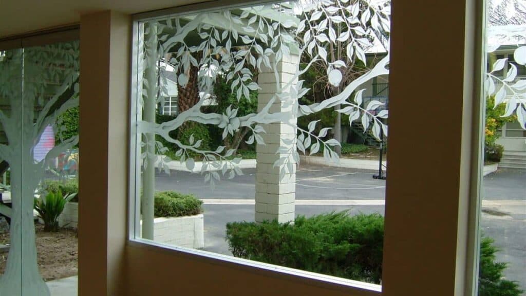 Sand blasted decorative glass