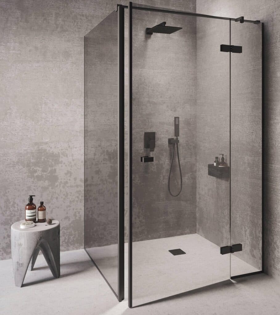 Hinged shower enclosure